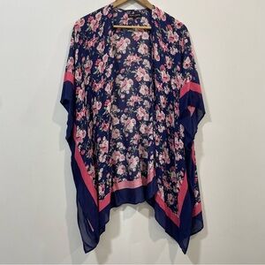 Mario Serrani Italy Floral Boho Lightwieght Flowy Summer Coverup Kimono One Size